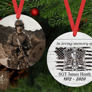 Veteran Memorial, In Loving Memory, Custom Photo Ornament, Design Your Own Ornament, Personalized Photo Gift, Keepsake Christmas Ornament