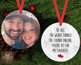 Custom Photo Ornament, Online Couples Photo Gift, Design Your Own, Anniversary Gift, Christmas Keepsake, Gift for Boyfriend Girlfriend