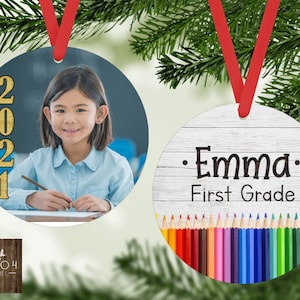 Custom Photo Ornament, Kids School Photo Gift, Design Your Own Ornament, Personalized Photo Gift, Keepsake Christmas Ornament