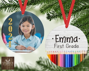 Custom Photo Ornament, Kids School Photo Gift, Design Your Own Ornament, Personalized Photo Gift, Keepsake Christmas Ornament