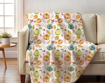 Cottagecore Seasonal Fall Pumpkin, Velveteen Plush Blanket, Autumn Colors Aesthetic Rustic Earthy, Colorful Pumpkin Decor, Fall Photography