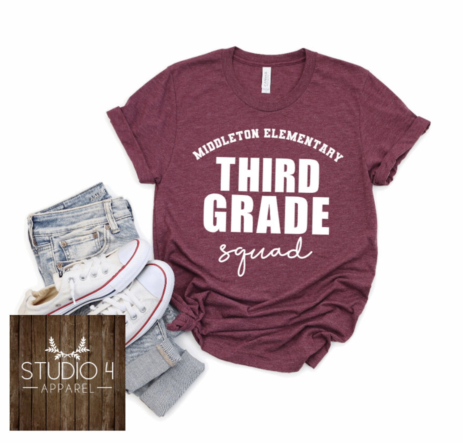 School Staff Shirts Elementary School Name Teacher Squad Etsy