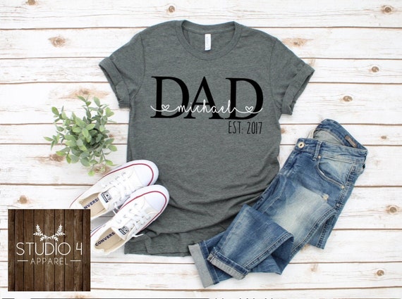 Custom Dad Established Year Kids Name Shirt