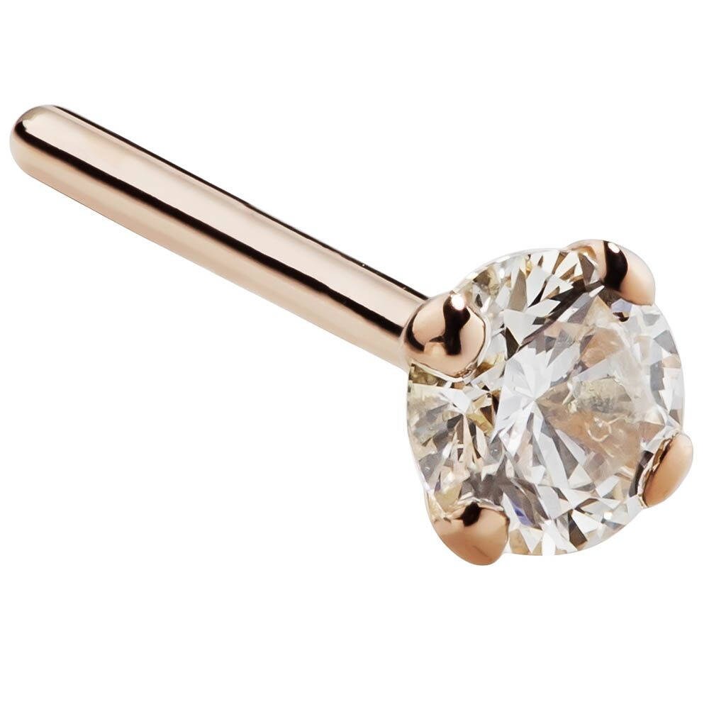 2.5mm 0.06 ct. tw Diamond 14K Rose Gold Nose Ring Fishtail Pin | Etsy