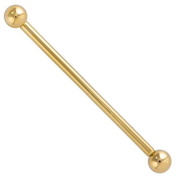 FreshTrends Simulated Turquoise 14K White Gold Industrial Piercing Barbell