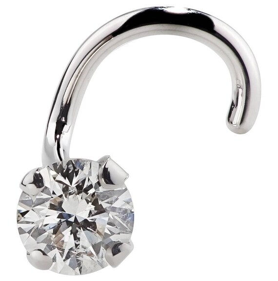 tw Diamond 950 Platinum Twist Screw Nose Ring FreshTrends 3mm 0.1 ct