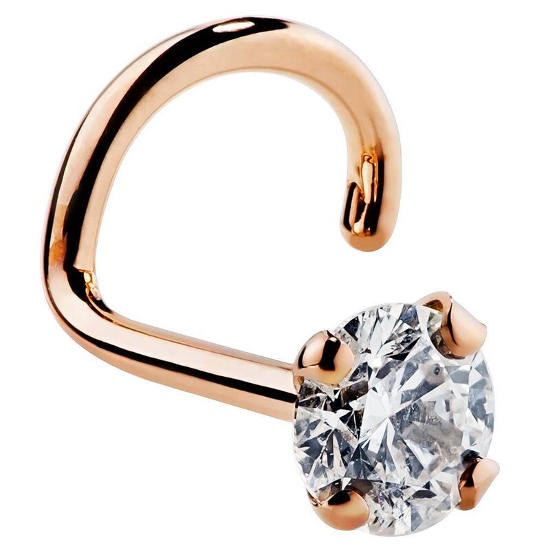3mm .10 ct. tw Diamond Nose Stud 14K Rose Gold Twist Screw Etsy