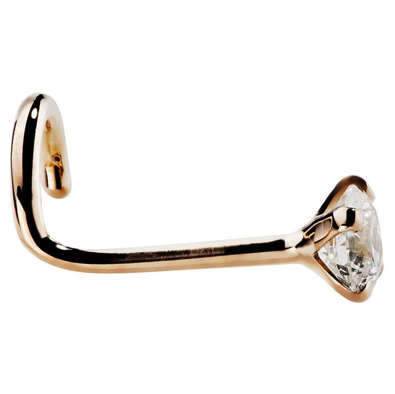 3mm .10 ct. tw Diamond Nose Stud 14K Rose Gold Twist Screw Etsy