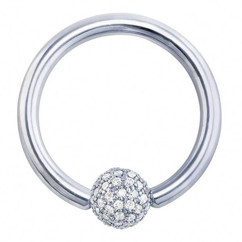 4mm Diamond Pave Ball 14K White Gold Captive Bead Ring | Etsy