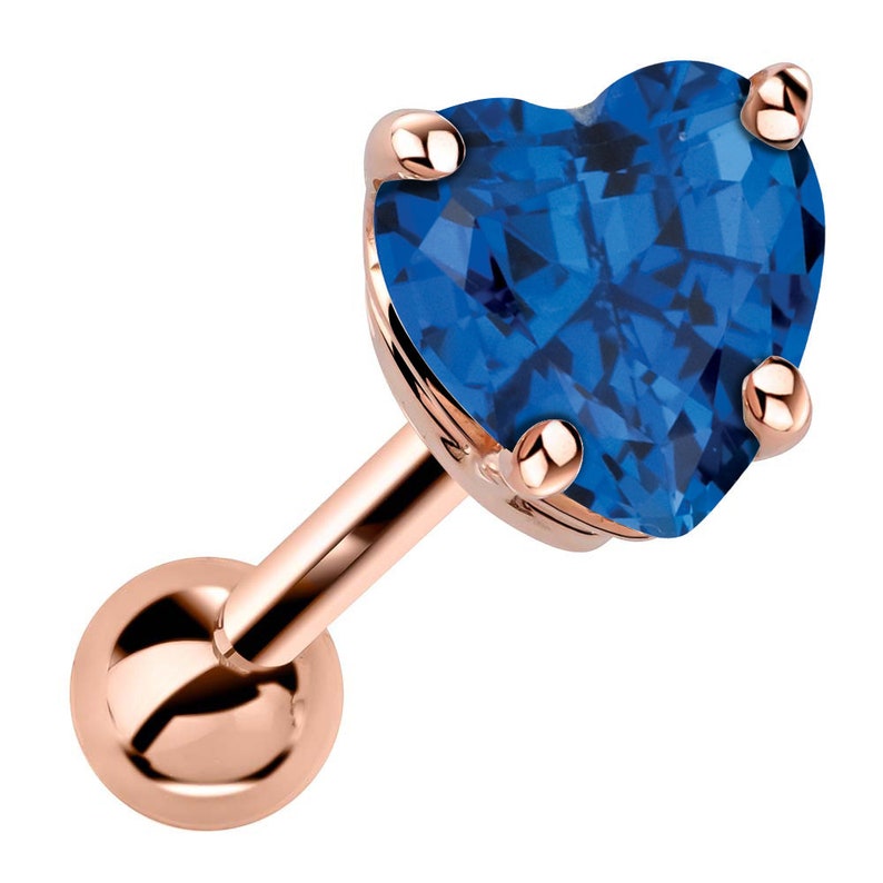 5mm Birthstone Heart Cut 14K Rose Gold Cartilage Stud Earring