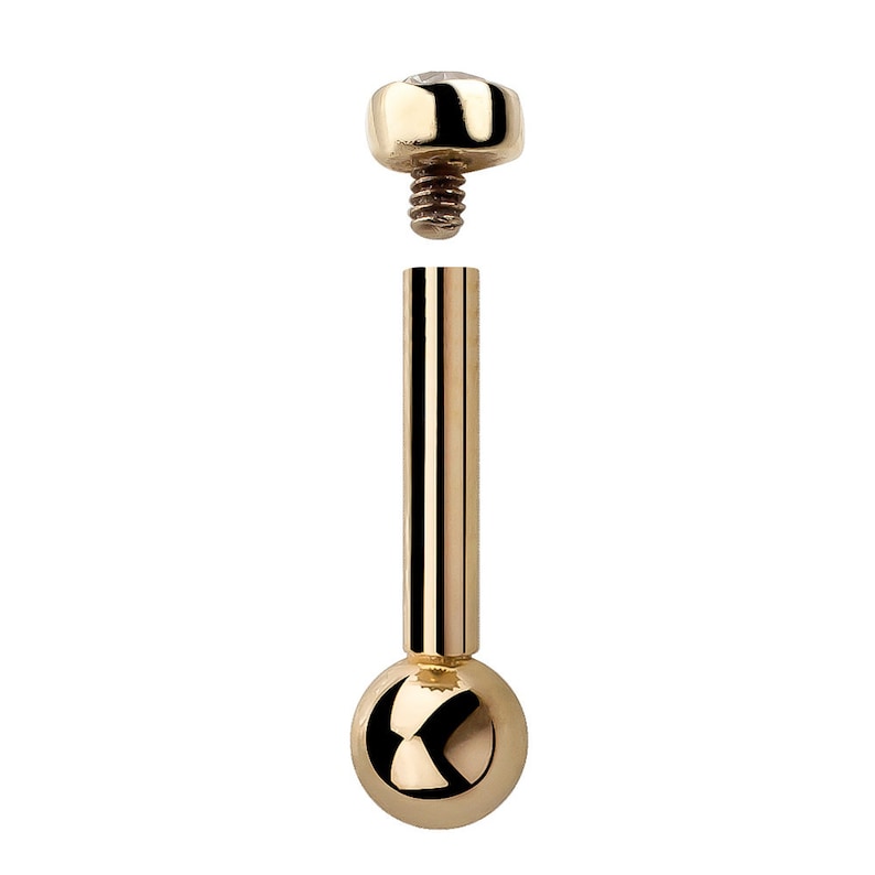 Diamond Elegant Bezel 14K Yellow Gold Cartilage Stud Earring .06CT