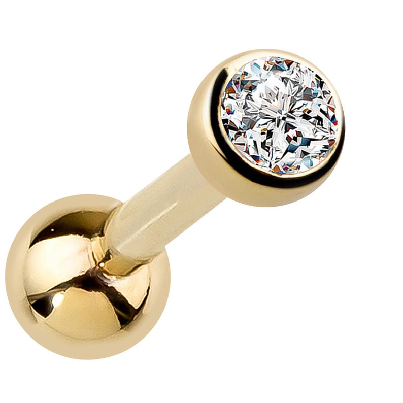 Diamond Elegant Bezel 14K Yellow Gold Cartilage Stud Earring .06CT