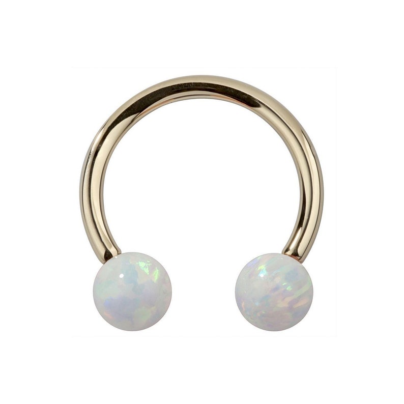 Opal Body Jewelry Opal 14k Yellow Gold Circular Barbell