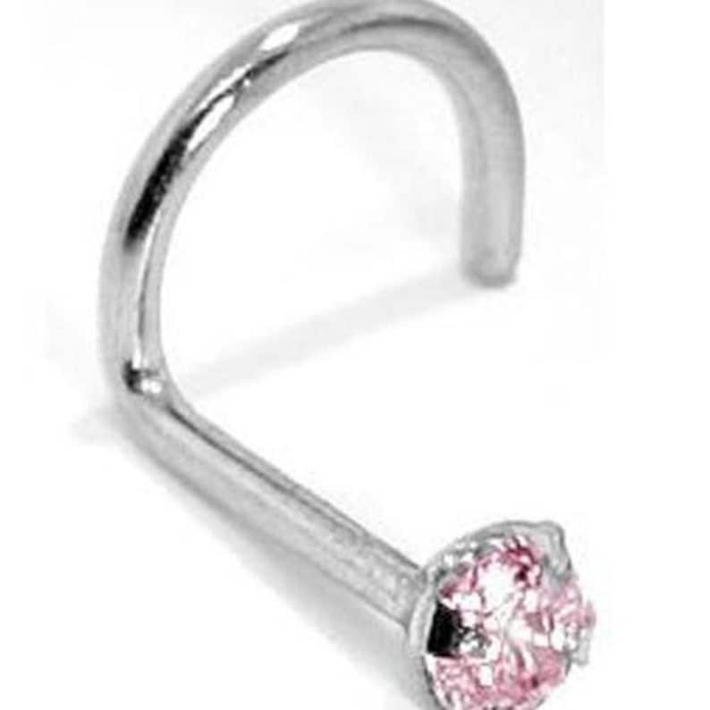 Pink Diamond 950 Platinum Nose Ring Twist Screw