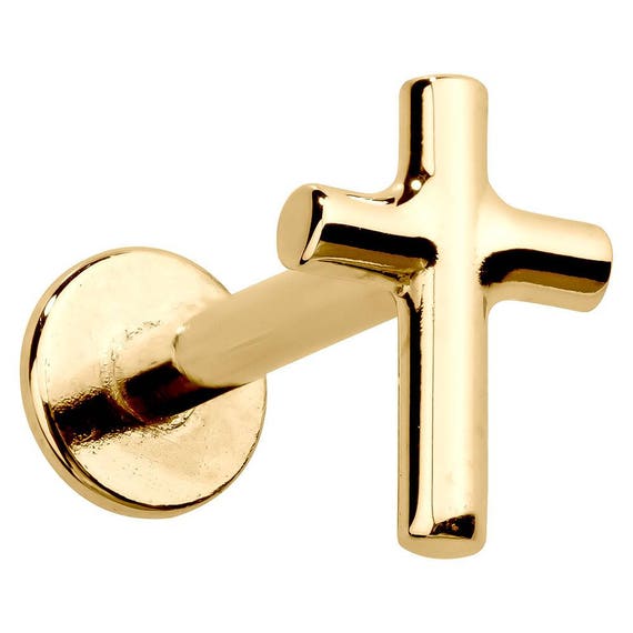 Peace Sign 14K Gold Labret Lip Tragus Earring 5//16