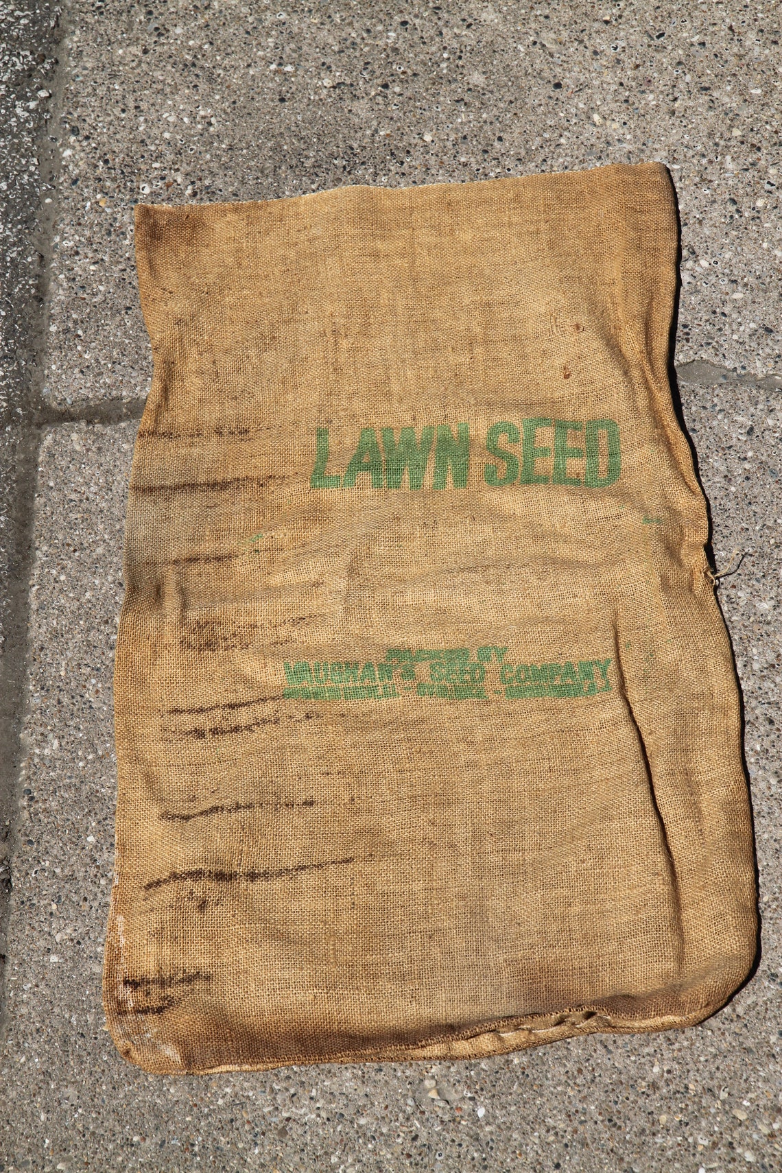 Lawn Seed burlap sack burlap bag farmhouse decor primitive Etsy