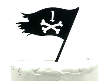 Pirate Flag Birthday Cake Topper - Kid's birthday cake - Personalized Birthday