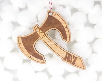 Viking Battle Axe Tree Ornament | Wooden Tree Ornament | Yule Decoration