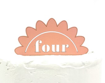 Flower Birthday Cake Topper - Kid's birthday cake - multiple colours available