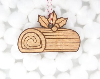 Yule Log Tree Ornament | Wooden Tree Ornament