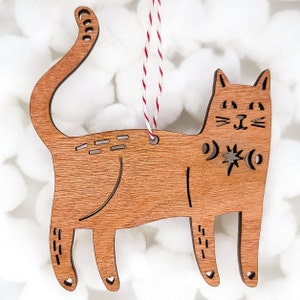 Yule Cat Ornament Scandinavian wood folk art Cottage Christmas image 2