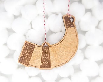 Viking Horn Tree Ornament | Wooden Tree Ornament | Yule Decoration