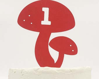 Mushroom Birthday Cake Topper - fairy theme birthday - multiple colours available