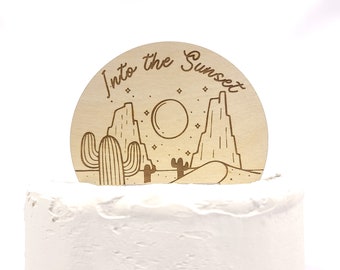 Desert Theme Wedding Cake Topper - Into the Sunset