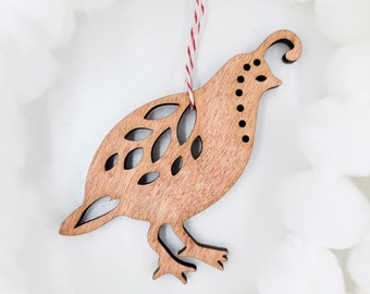 Quail Ornament | Scandinavian wood folk art | Wooden Tree Ornament