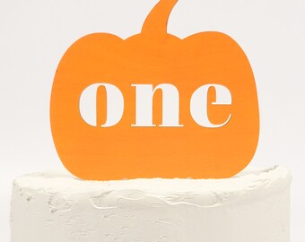 Pumpkin Birthday Cake Topper - fall theme birthday - multiple colours available