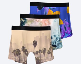 Men's Boxer Briefs 3-Pack. Boxers underwear. Buttery soft and breathable boxer briefs. Lalaland, Nebula & Psychedelic 3-pack. Gift for men.