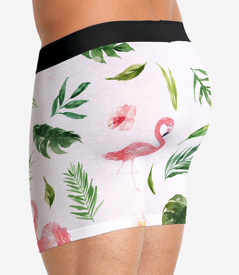 Men's Flamingo Boxer Briefs. Mens Boxers. Underwear for Men. Softer