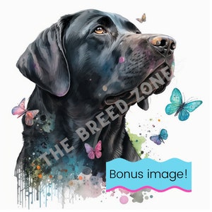 Black Labrador Retriever Watercolor Digital Art, Black Labrador Retriever Clipart, Black Lab Watercolor, Dog Wall Art, PNG Image