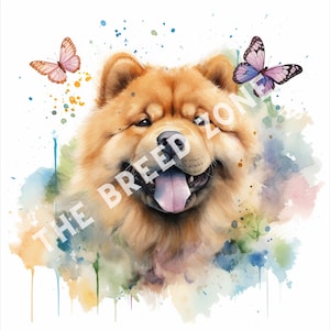 Chow Chow Watercolor Digital Art, Chow Clipart, Dog Wall Art, PNG Image