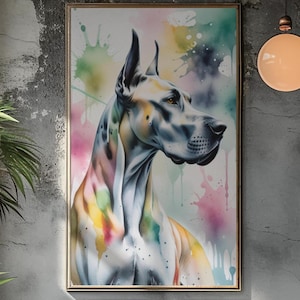 Great Dane Watercolor Digital Art, Great Dane Clipart, Great Dane Wall Art, dog breed png, Great Dane, Dog Breed png, printable png, svg png