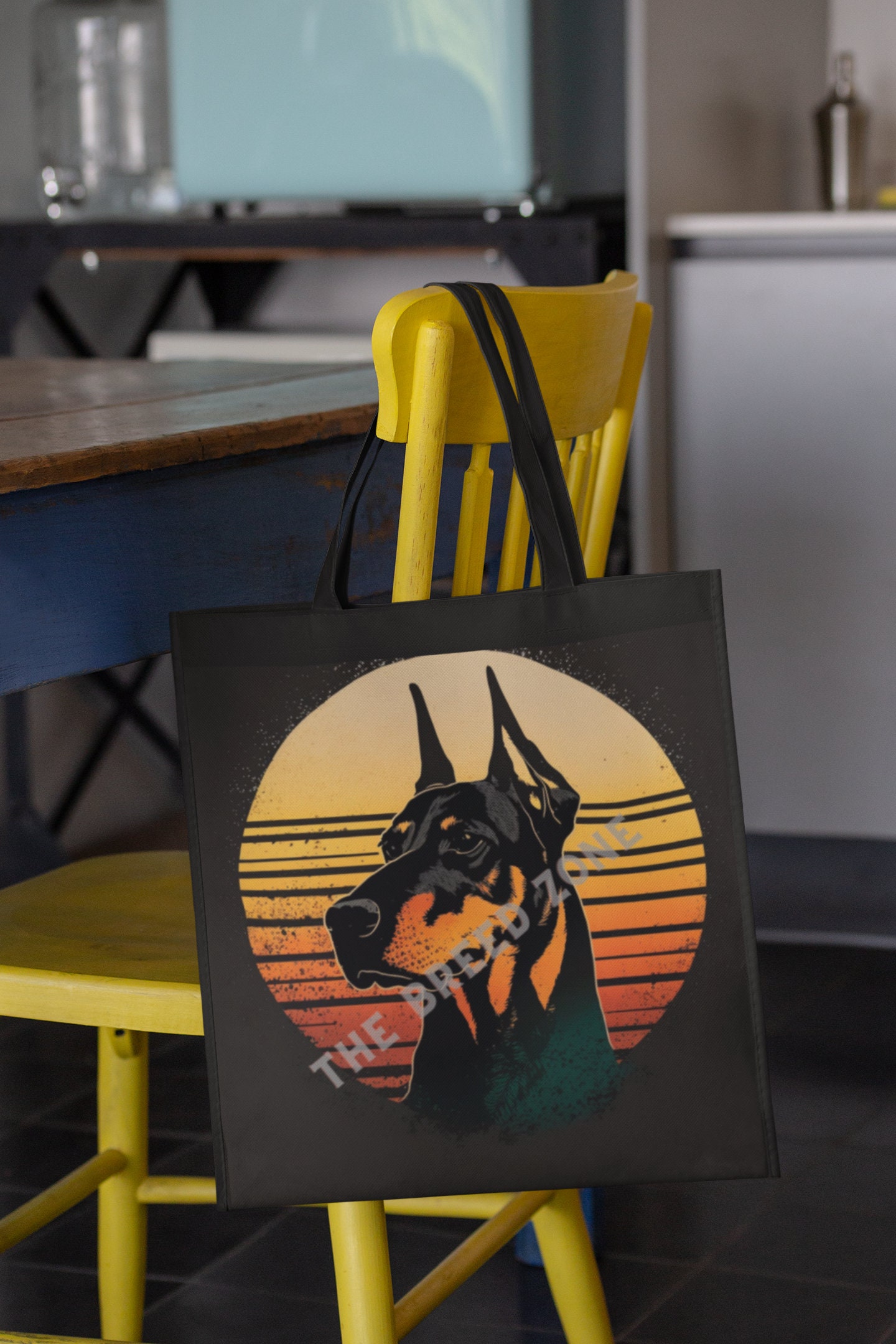 Doberman Retro Digital Art, Doberman Clipart, Dog Wall Art, Retro Style ...