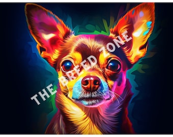 Chihuahua Pop Art, Colorful Digital Art, Chihuahua Clipart, Dog Wall Art, PNG Image