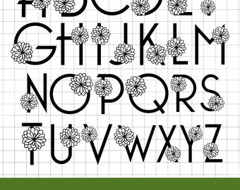 Floral Letters Alphabet Marigold Petals Flower JPEG PNG SVG instant download clipart