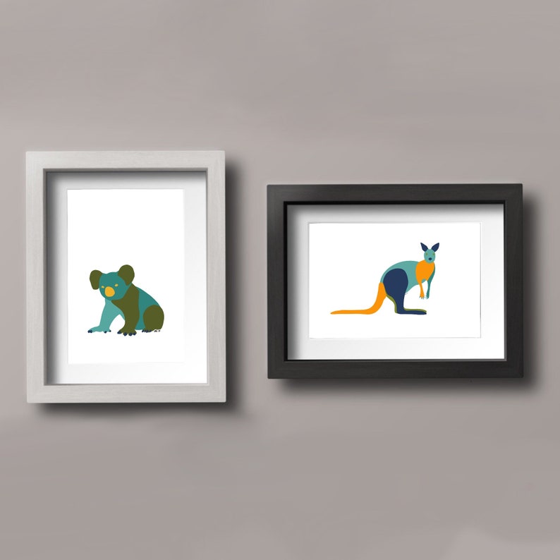 Koala Kangaroo Minimalist Printable Download Art Kids Nursery Playroom Simple Australian Animals image 1