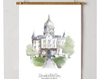 Golden Dome Digital Download PDF class of 2024 Founded 1842 Wall Art graduation Print Watercolor