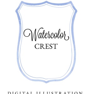 Aquarelle écusson cadre PNG JPEG SVG fête de mariage douche nuptiale Invitation monogramme Clipart couronne Logo numérique téléchargement immédiat 10 couleurs