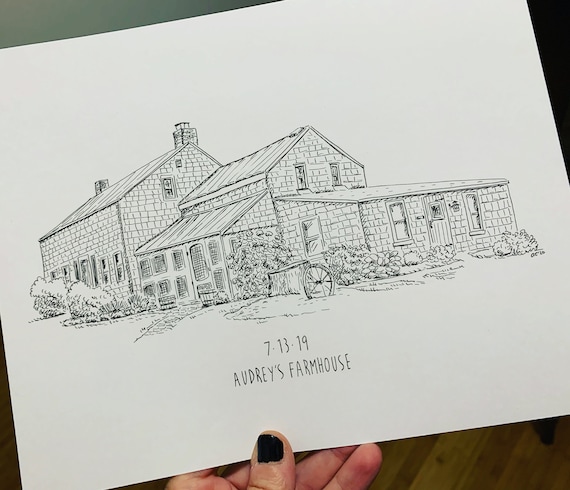 Custom House hand-drawn Sketch 8x10 Pen and Ink Drawing - Etsy
