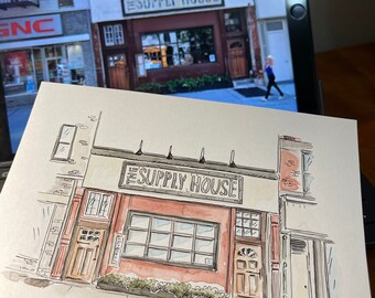 Custom House *Hand-Drawn* Sketch 5x7 Pen and Ink Drawing Doodle Home Portrait