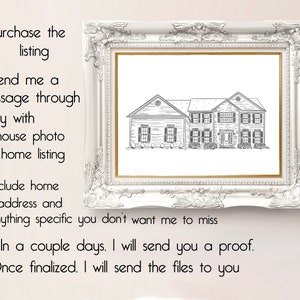 Digital Custom Home House Store Wedding Venue Drawing Hand Drawn BW Watercolor 8x10 Jpeg PDF PNG Printable 2-3 Business Day Download file image 3