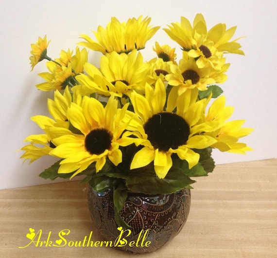 Sunflower Silk Floral Arrangement Sunflower Wedding Etsy