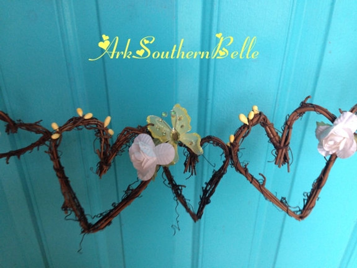 GRAPEVINE HEART GARLAND Butterfly & Rose Heart garland Etsy
