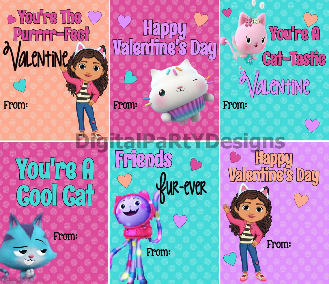 Printable Gabby's Dollhouse Valentines Day Cards PDF Etsy UK