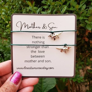 Mommy and son bracelet, mommy and son jewelry, t rex gift, mom and son bracelet, matching bracelets for mother and son, animal gift, cute