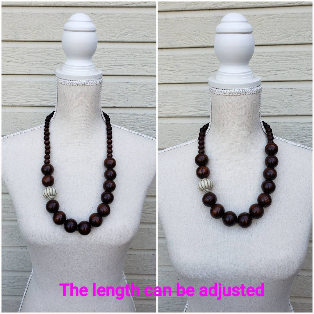 Wooden Necklace Chunky Wooden Necklace Statement Wood Etsy