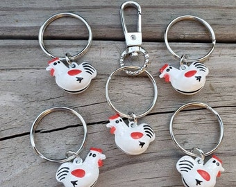 Chicken party favors, chicken keychain, chicken keyring, key holder, for birthday party, farm party favors, barnyard birthday party favorss